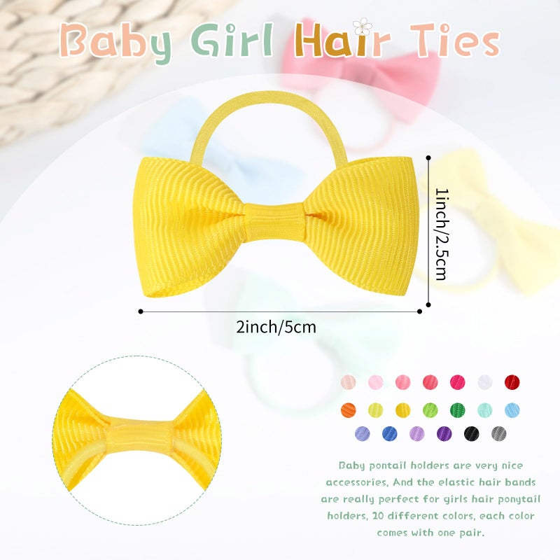 OAOLEER 40PCS 2 Inches Baby Hair Ties, Toddler Hair Ties with Bows, Elastic Ponytail Holders Mini Small For Baby Girls Infants - Image 3