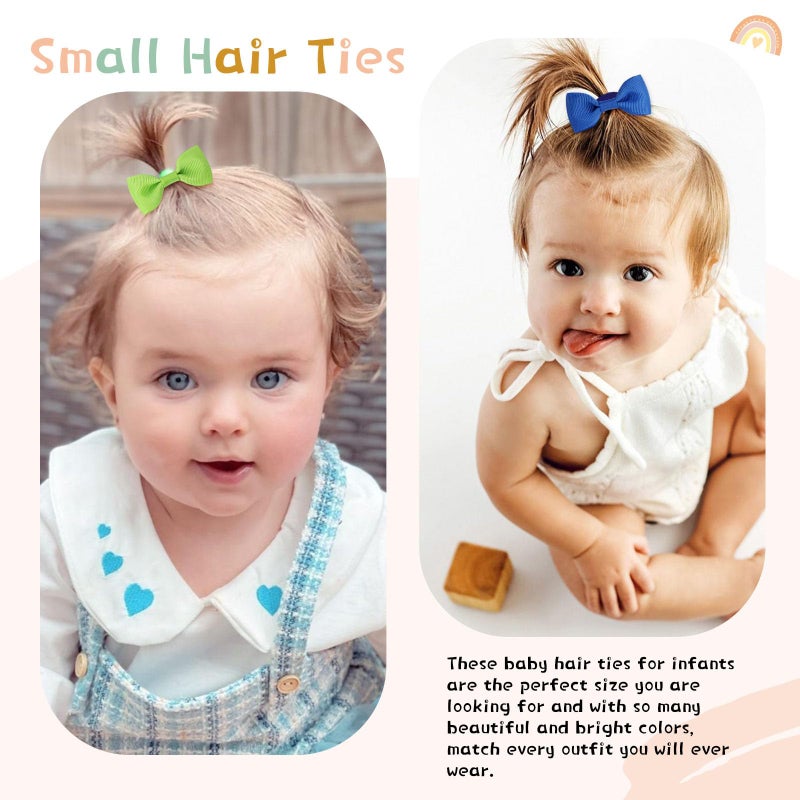 OAOLEER 40PCS 2 Inches Baby Hair Ties, Toddler Hair Ties with Bows, Elastic Ponytail Holders Mini Small For Baby Girls Infants - Image 5