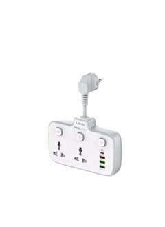 LDNIO Ldnio. SC2413 Universal Outlets Power Strip Tower 20W, 2 Power Sockets, 3 USB Ports, PD Ports With Power Buttons - White  - Image 1
