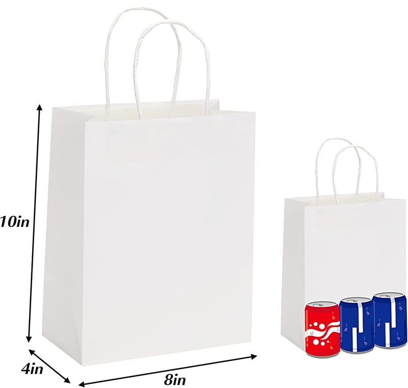 RanGit Bhumi® Gift Bags- 25pcs 8x10x4 inch White Paper Bags for Return Gift Shopping Retail Paper Carry Bags, Small Party Favor gifting Covers, Disposable, Recyclable (8x10x4 in White, Pack of 25) - Image 2
