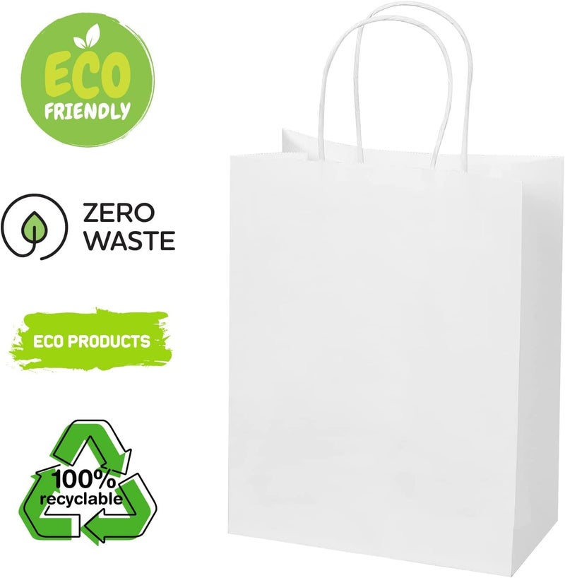 RanGit Bhumi® Gift Bags- 25pcs 8x10x4 inch White Paper Bags for Return Gift Shopping Retail Paper Carry Bags, Small Party Favor gifting Covers, Disposable, Recyclable (8x10x4 in White, Pack of 25) - Image 4
