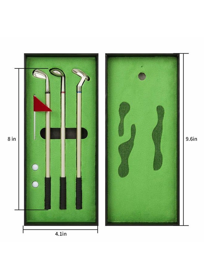 LANTOOZI Mini Desktop Golf Ball Pen Set, Top Golf Gift with Putting Green, 3 Golf Club Pens with Balls and Flag - Image 5