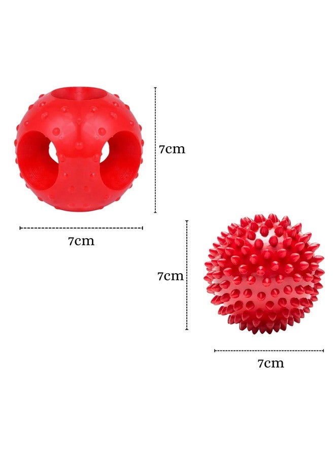مجموعة ألعاب مضغ مطاطية تفاعلية للكلاب والجراء - لعبة الكرة المدببة + لعبة الكرة المثقوبة | متينة وتدريبية وتسنينية ومضغ | تقلل من قلق الانفصال - Image 2