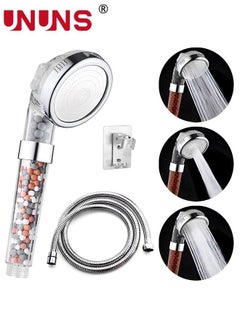 UNUNS High Pressure Shower Filter,Filter Shower Head 3 Modes,Hand Held Shower Head With Shower Hose And Holder,For Hard Water And Filtering Impurities,3PCS  - Image 1