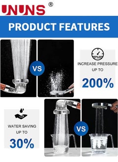UNUNS High Pressure Shower Filter,Filter Shower Head 3 Modes,Hand Held Shower Head With Shower Hose And Holder,For Hard Water And Filtering Impurities,3PCS  - Image 5