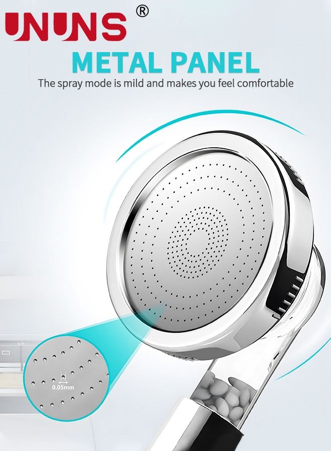 UNUNS High Pressure Shower Filter,Filter Shower Head 3 Modes,Hand Held Shower Head With Shower Hose And Holder,For Hard Water And Filtering Impurities,3PCS - Image 2