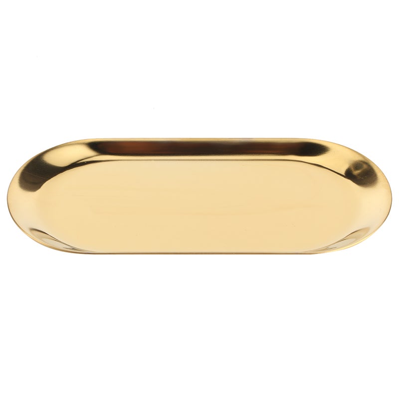 5pcs Stainless Steel Oval Shaped Towel Tray Cosmetics Jewelry Storage Tray Dish Plate OrganizerGold - Image 2