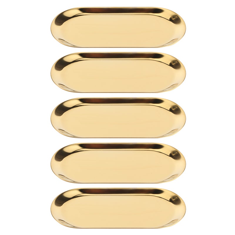 5pcs Stainless Steel Oval Shaped Towel Tray Cosmetics Jewelry Storage Tray Dish Plate OrganizerGold - Image 1