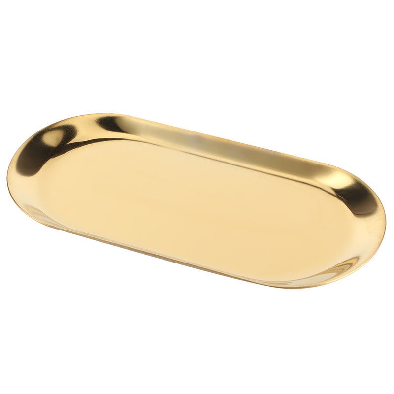 5pcs Stainless Steel Oval Shaped Towel Tray Cosmetics Jewelry Storage Tray Dish Plate OrganizerGold - Image 3