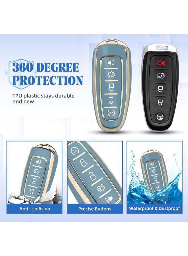 QBUC for Ford Key fob Cover,360° TPU Car Key Case Protector with Keychain Compatible with Ford C-Max Edge Escape Expedition Explorer Flex Focus Taurus Lincoln MKS MKT MKX Navigator Accessories(Blue) - Image 5