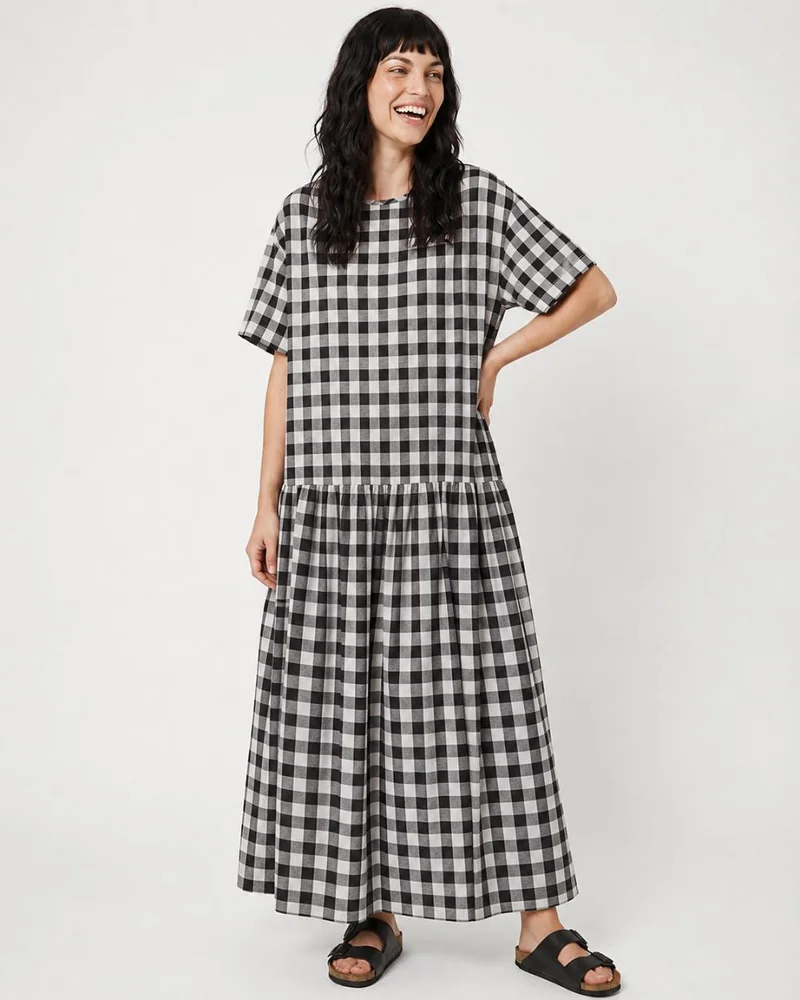 Turtledove London Drew Black Gingham Midaxi Dress