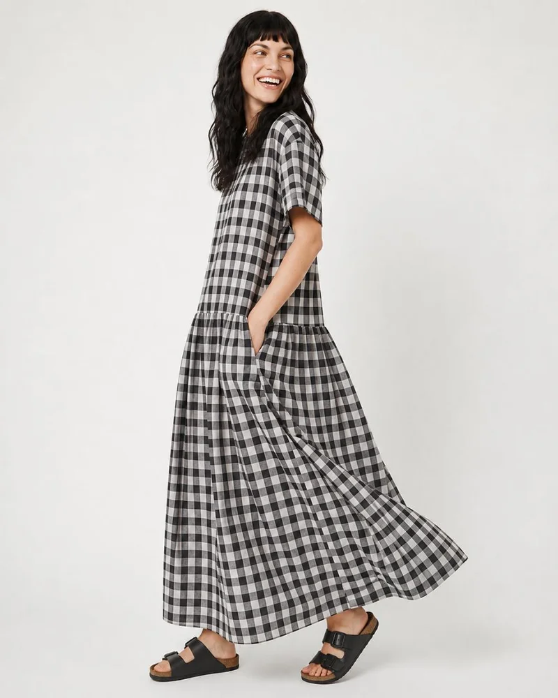 Turtledove London Drew Black Gingham Midaxi Dress