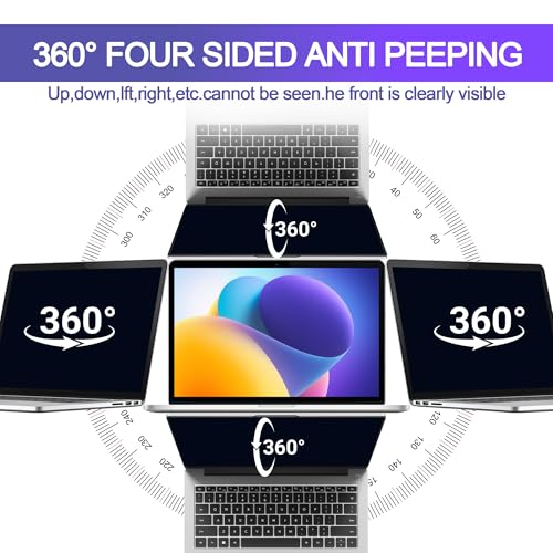 Halloive 360° Privacy Screen Protector for Macbook Air 13.6/13 Inch (2022-2026, M2, M3，M4,M5), Privacy Screen Filter for Macbook Air 13.6 Inch, Anti-Spy/Anti Fingerprint/Anti Blue Light/Anti Glare - Image 2