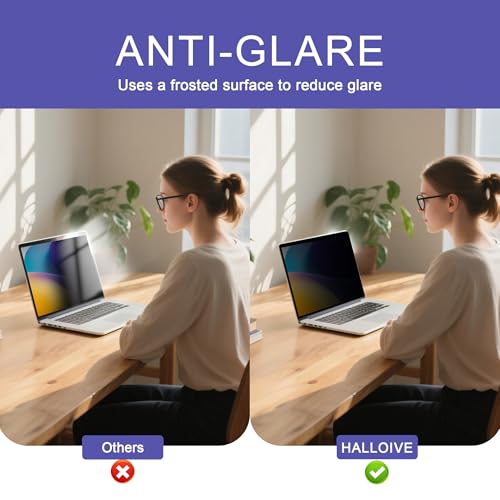 Halloive 360° Privacy Screen Protector for Macbook Air 13.6/13 Inch (2022-2026, M2, M3，M4,M5), Privacy Screen Filter for Macbook Air 13.6 Inch, Anti-Spy/Anti Fingerprint/Anti Blue Light/Anti Glare - Image 4