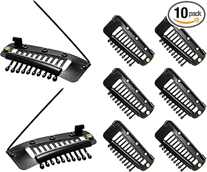 Generic 10Pcs Strong Chunni Clips With Safety Pin Dupatta Clips Wig Clips Ushape Metal Clips Hijab Pins Can Be Used For Headscarf And Shirts Black - Image 1