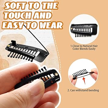Generic 10Pcs Strong Chunni Clips With Safety Pin Dupatta Clips Wig Clips Ushape Metal Clips Hijab Pins Can Be Used For Headscarf And Shirts Black - Image 4