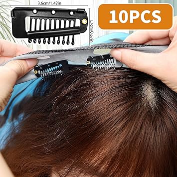 Generic 10Pcs Strong Chunni Clips With Safety Pin Dupatta Clips Wig Clips Ushape Metal Clips Hijab Pins Can Be Used For Headscarf And Shirts Black - Image 3