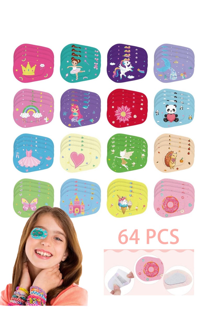 أخبار بقع العين اللاصقة 64 أجهزة كمبيوتر الأطفال الفتيات والفتى بقع طفل صغير بالرقعة التصحيح النسيج للتنفس متعة تصاميم لطيفة لضمادات القطن لحظر الضوء 16 أنماط - Image 1