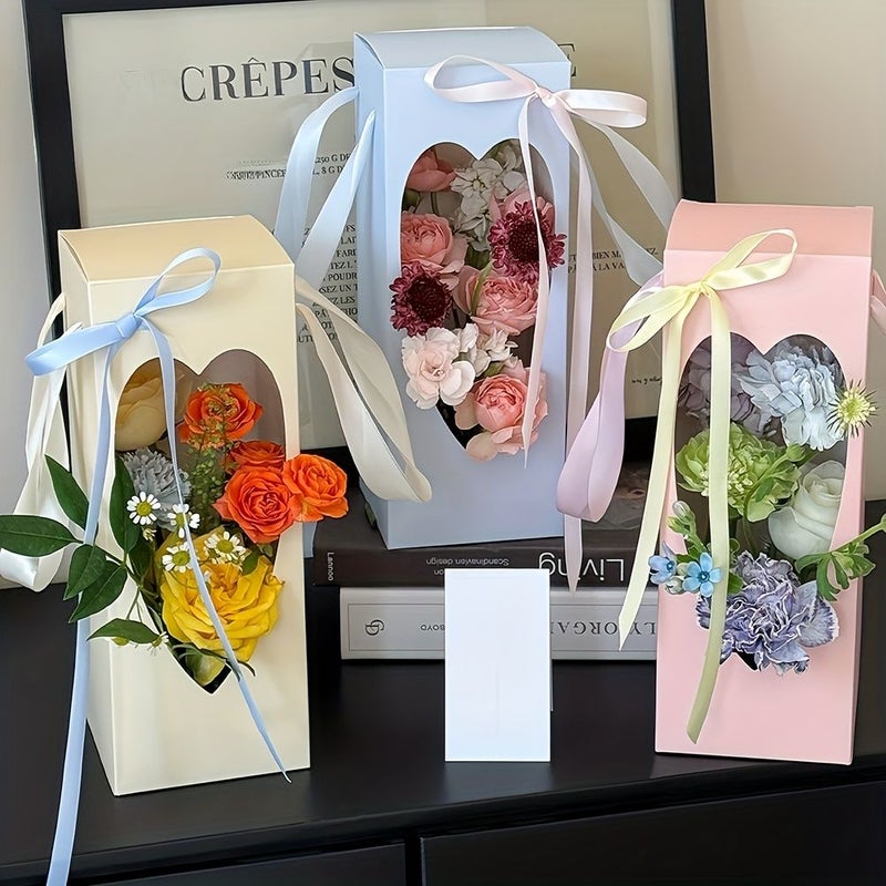10 Yellow Handheld Flower Gift Box Bouquet Packaging For Halloween Christmas DIY - Image 1