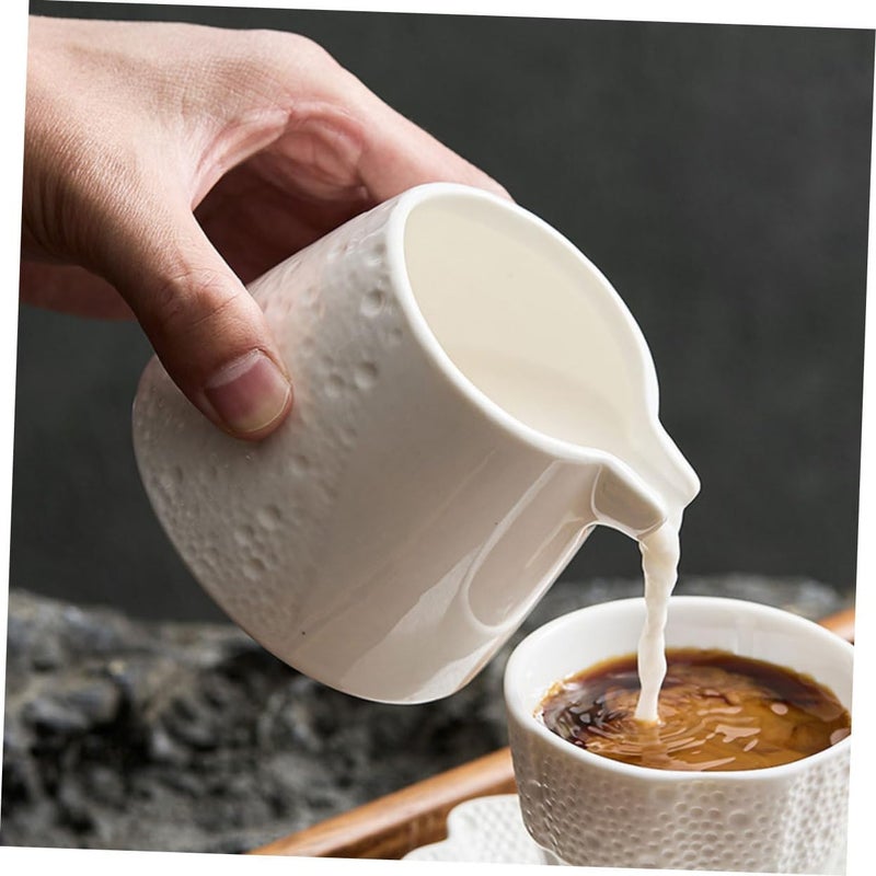 Generic Ceramic Milk Jug Soy Cups Milk Whisk Coffee Cone Pan Drink Espresso Clear Milk Frothing Pitchers Bowl Creamer Latte Steamer Saucer Canister Flask Lids Uht Ceramics White - Image 5