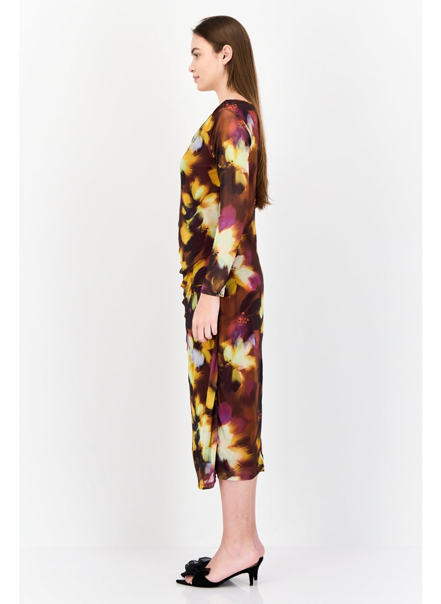 Kathy Ireland Women Midi Ruched Dress, Multicolor  - Image 3