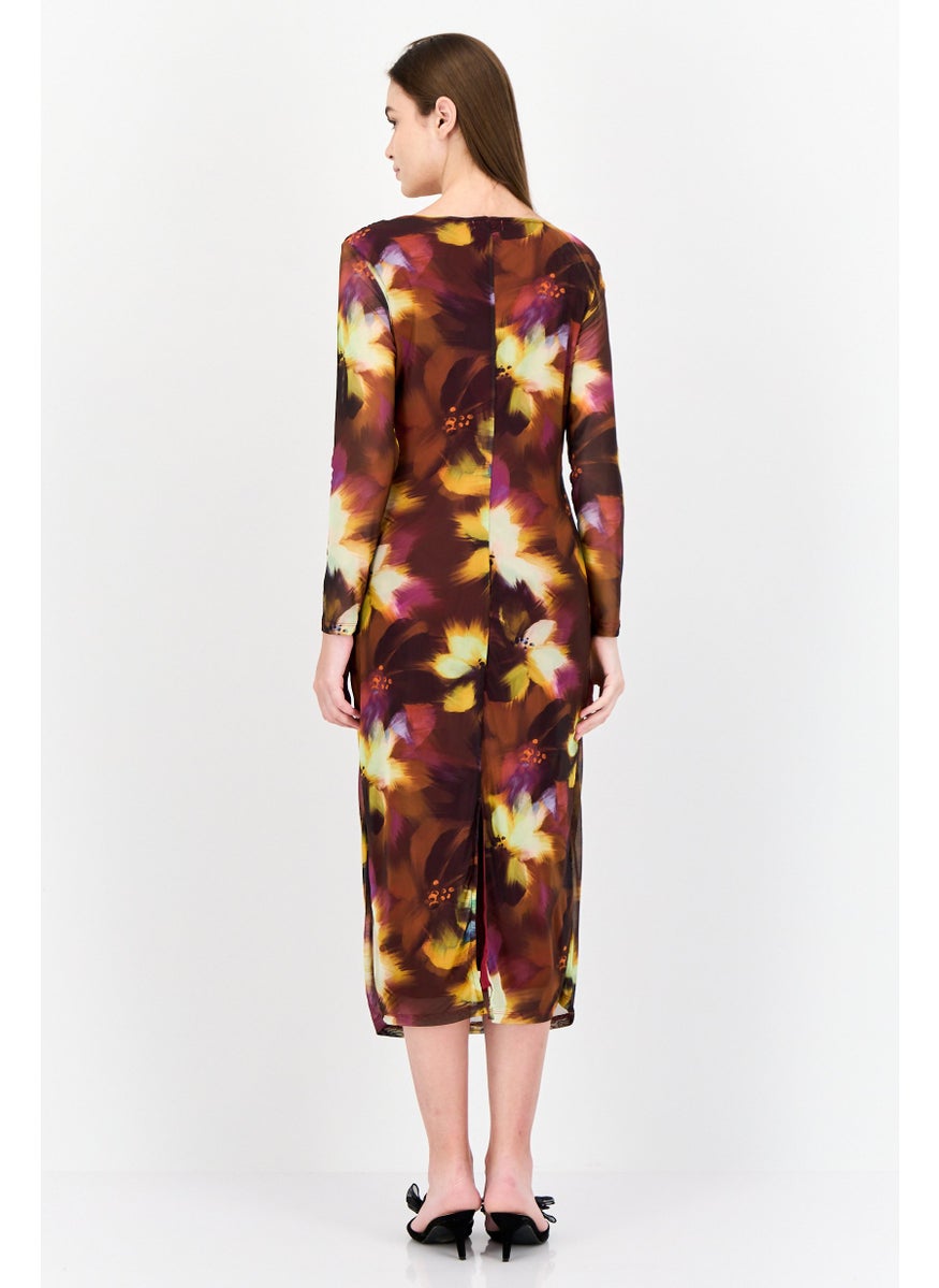 Kathy Ireland Women Midi Ruched Dress, Multicolor  - Image 4