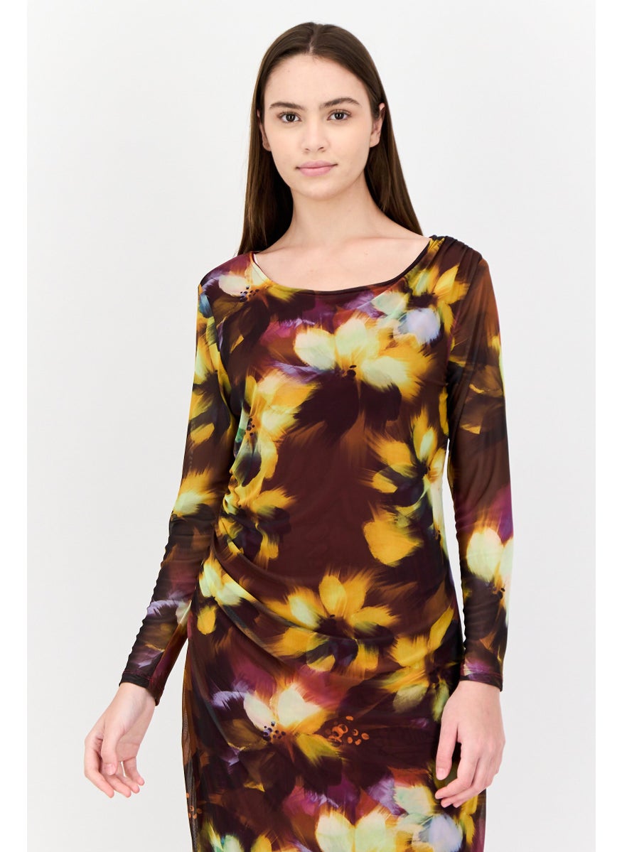 Kathy Ireland Women Midi Ruched Dress, Multicolor  - Image 2