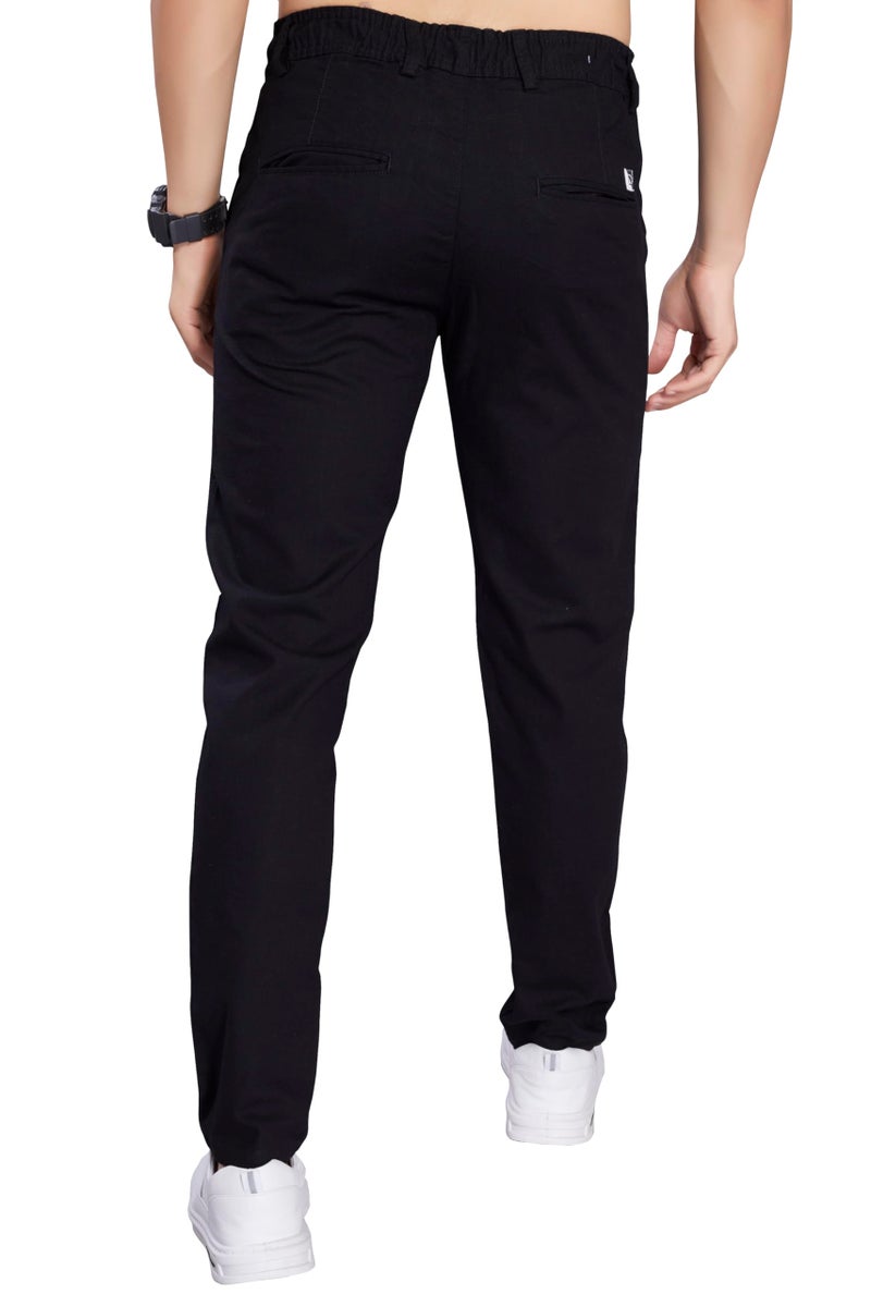 DIVISIVE Men's Loose Fit Linen Blend Cotton Pants (DPT116_32_Black) - Image 5