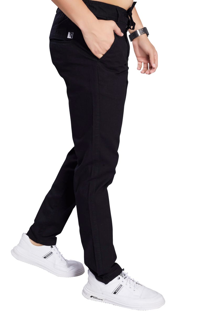 DIVISIVE Men's Loose Fit Linen Blend Cotton Pants (DPT116_32_Black) - Image 4