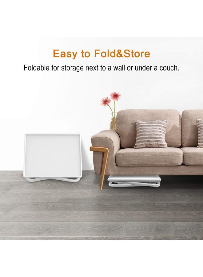 NTECH Foldable Assembled Table TV Tray Portable Folding Snack Table - Adjustable Sofa Side Table, Bed Laptop Desk Table for Breakfast Home Use White - Image 3