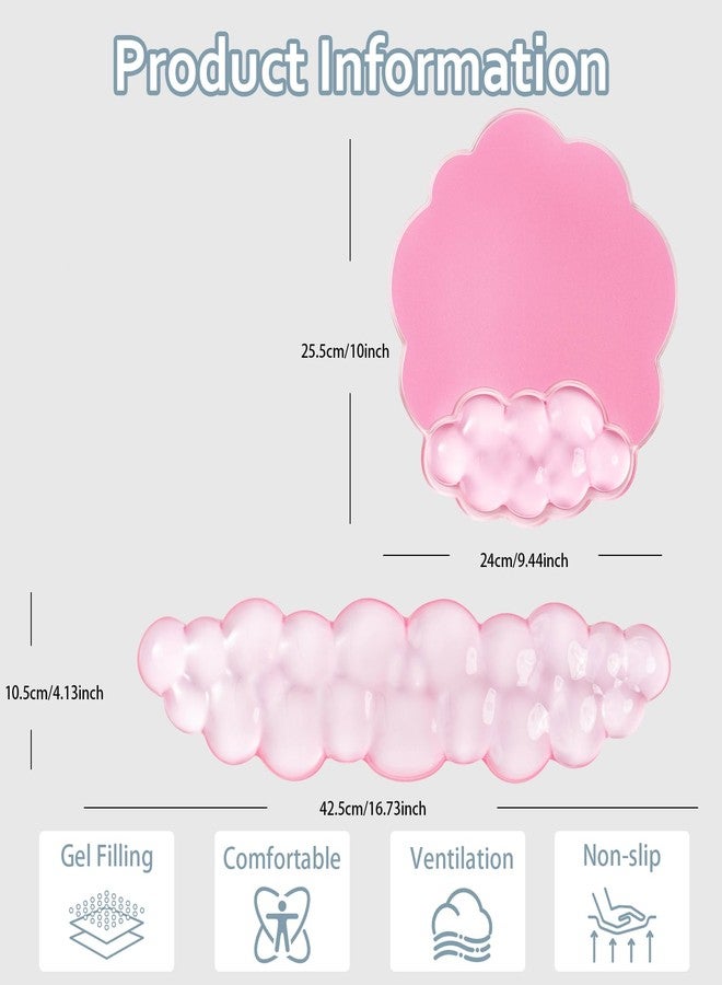 Sumgsn Gel Cloud Wrist Rest for Keyboard and Mouse, Pink Clear Ergonomic Mouse Pad with Support Non-Slip Base for Typing Pain Relief/Computer/Laptop/Gaming/Home/Office - Image 3