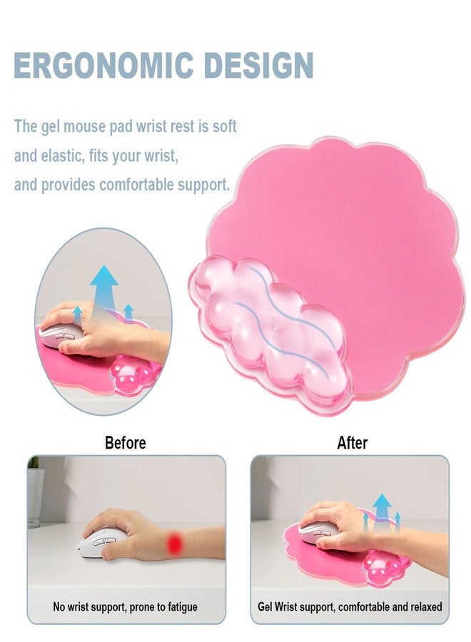 Sumgsn Gel Cloud Wrist Rest for Keyboard and Mouse, Pink Clear Ergonomic Mouse Pad with Support Non-Slip Base for Typing Pain Relief/Computer/Laptop/Gaming/Home/Office - Image 4
