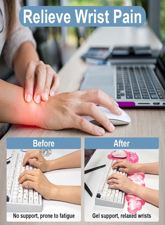 Sumgsn Gel Cloud Wrist Rest for Keyboard and Mouse, Pink Clear Ergonomic Mouse Pad with Support Non-Slip Base for Typing Pain Relief/Computer/Laptop/Gaming/Home/Office - Image 5