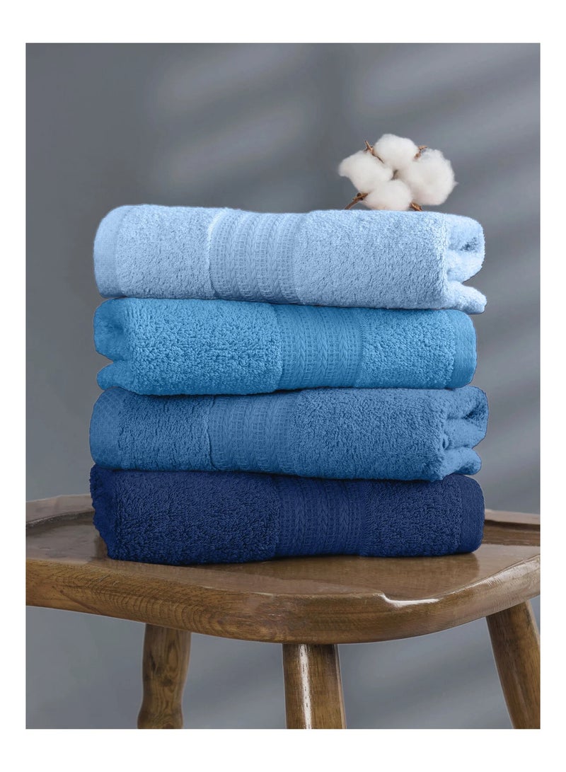 تى ام هوم طقم فوط حمام فندقية فاخرة من TM HOME – 4 قطع قطن مصري طبيعي 100% مدرّج باللون الأزرق – فائق النعومة وسريع الامتصاص بجودة فندقية عالية - Image 2