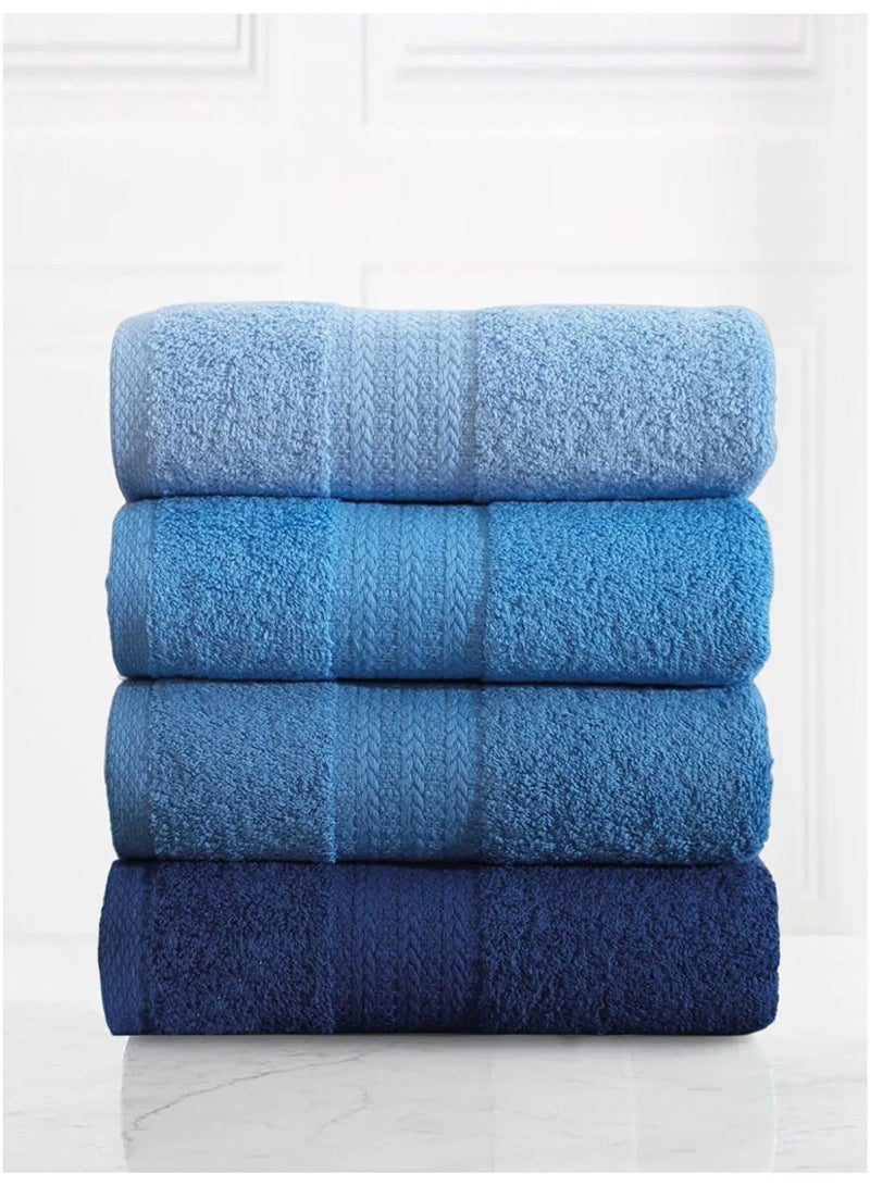 تى ام هوم طقم فوط حمام فندقية فاخرة من TM HOME – 4 قطع قطن مصري طبيعي 100% مدرّج باللون الأزرق – فائق النعومة وسريع الامتصاص بجودة فندقية عالية - Image 3
