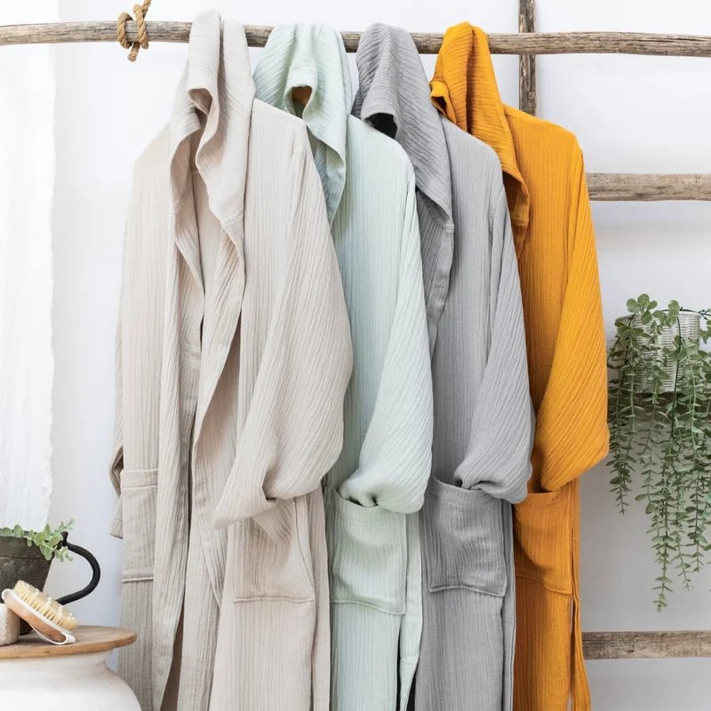 Schafer Home Bohemian Muslin Bathrobe-Grey (L-XL)