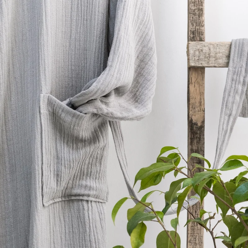Schafer Home Bohemian Muslin Bathrobe-Grey (L-XL)