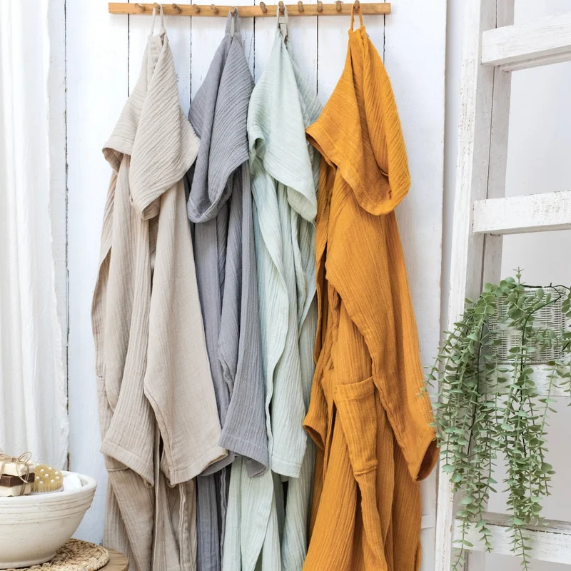 Schafer Home Bohemian Muslin Bathrobe-Grey (L-XL)