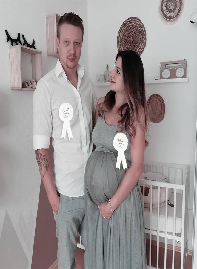 PATICARRY Blue Rainbow Baby Shower Pins - Mom to Be & Dad to Be Tinplate Badges - Cute Unisex Baby Shower Decorations, Keepsake Gifts for New Parents - White Rosette Button Baby Celebration Mom Gifts - Image 5
