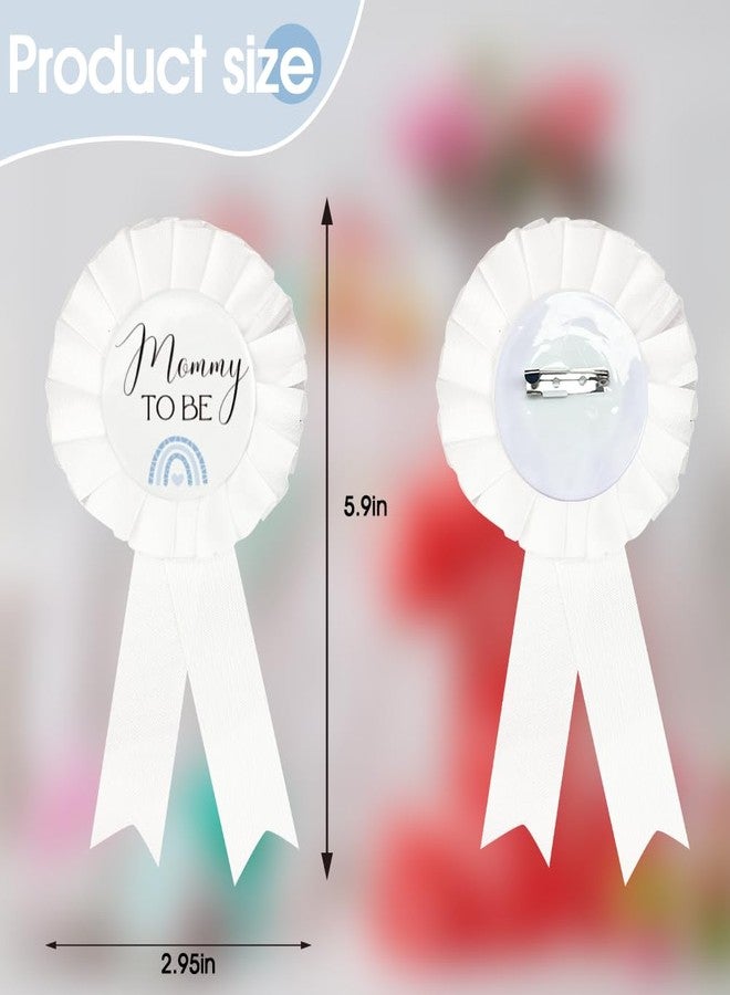 PATICARRY Blue Rainbow Baby Shower Pins - Mom to Be & Dad to Be Tinplate Badges - Cute Unisex Baby Shower Decorations, Keepsake Gifts for New Parents - White Rosette Button Baby Celebration Mom Gifts - Image 2