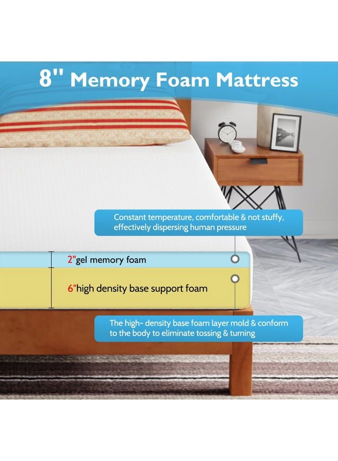 FDW 8 inch Gel Memory Foam Mattress for Cool Sleep & Pressure Relief/Medium Firm Mattresses/CertiPUR-US Certified/Bed-in-a-Box/Pressure Relieving,California King - Image 4