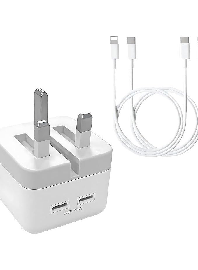 MUNTAQI 35W Dual USB-C Fast Charger Plug, GaN Compact Wall Charger for iPhone 15/14/13 Pro Max, iPad, MacBook Air, Samsung Galaxy, Pixel – PD 3.0 Fast Charging Adapter, Foldable UK Plug - Image 2