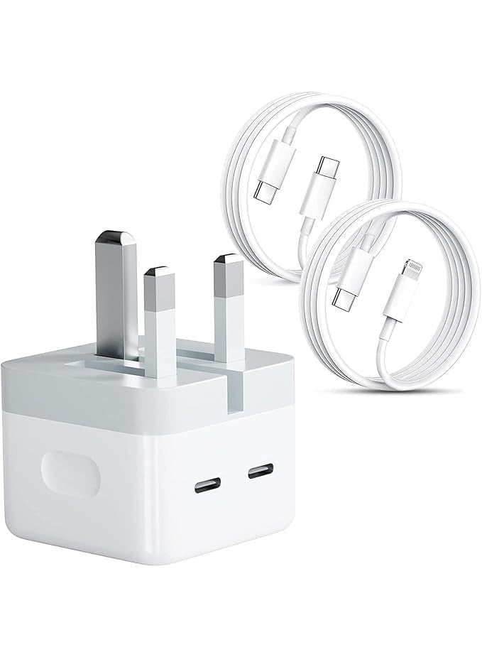 MUNTAQI 35W Dual USB-C Fast Charger Plug, GaN Compact Wall Charger for iPhone 15/14/13 Pro Max, iPad, MacBook Air, Samsung Galaxy, Pixel – PD 3.0 Fast Charging Adapter, Foldable UK Plug - Image 1