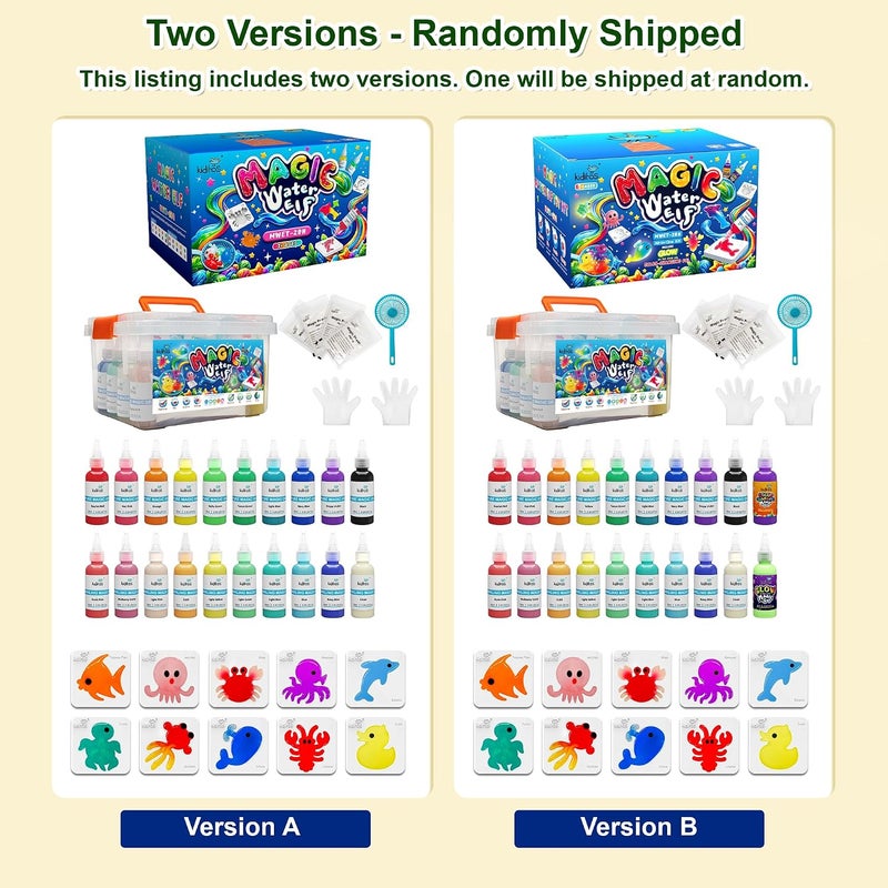 كيديتوس مجموعة ألعاب Kiditos Magic Water ELF بـ 20 لونًا، تشمل: جل سحري بـ 10 ألوان، جل سحري لامع بـ 10 ألوان، قوالب لشكل كائنات بحرية، 6 بيض ديناصور، مجموعة للتصميم الذاتي Water Spirt، هدايا لأعياد الميلاد من فئة الفنون والحرف اليدوية (STEM). - Image 5