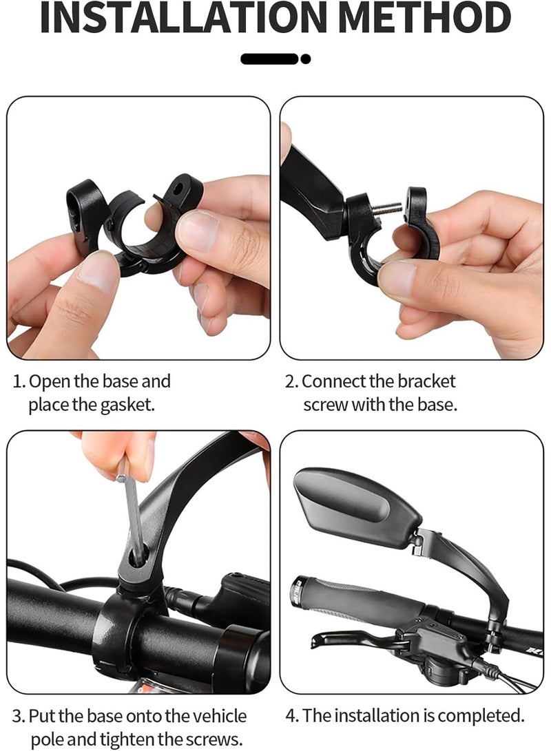 LYNLYN Universal Bicycle Rear View Mirror Set (2 Pack), 360° Adjustable Handlebar Mirrors with HD Scratch-Resistant Glass for Bike, E-Bike, Scooter and Electric Motorcycle - Image 4