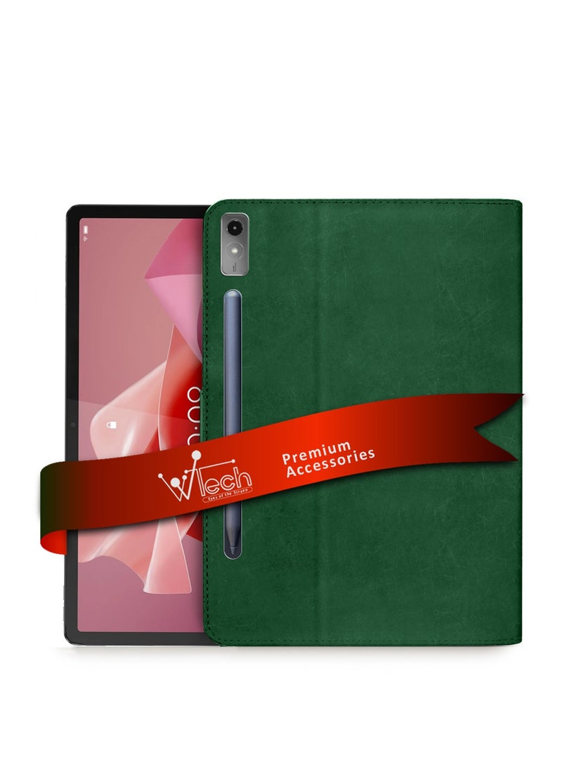 Wtech PU Leather Magnetic Closure Flip Case Cover For Lenovo Tab P12 2023 Dark Green - Image 1