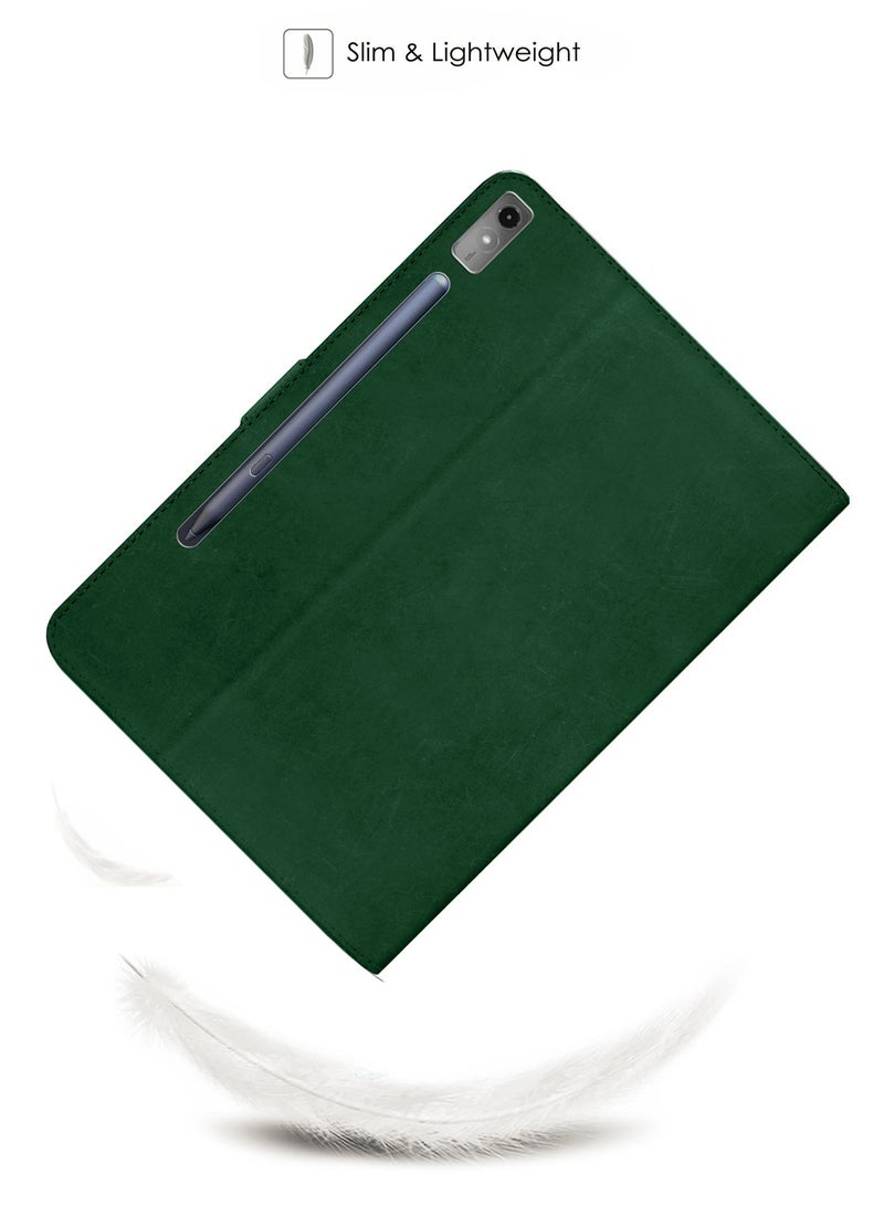 Wtech PU Leather Magnetic Closure Flip Case Cover For Lenovo Tab P12 2023 Dark Green - Image 2