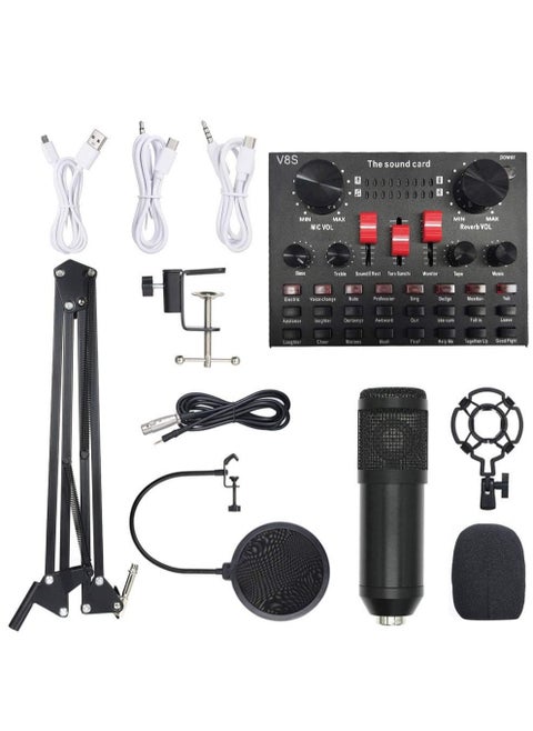 Lixada Multi-functional Live Sound Card BM800 Microphone Set Audio Recording Equipments (Black)