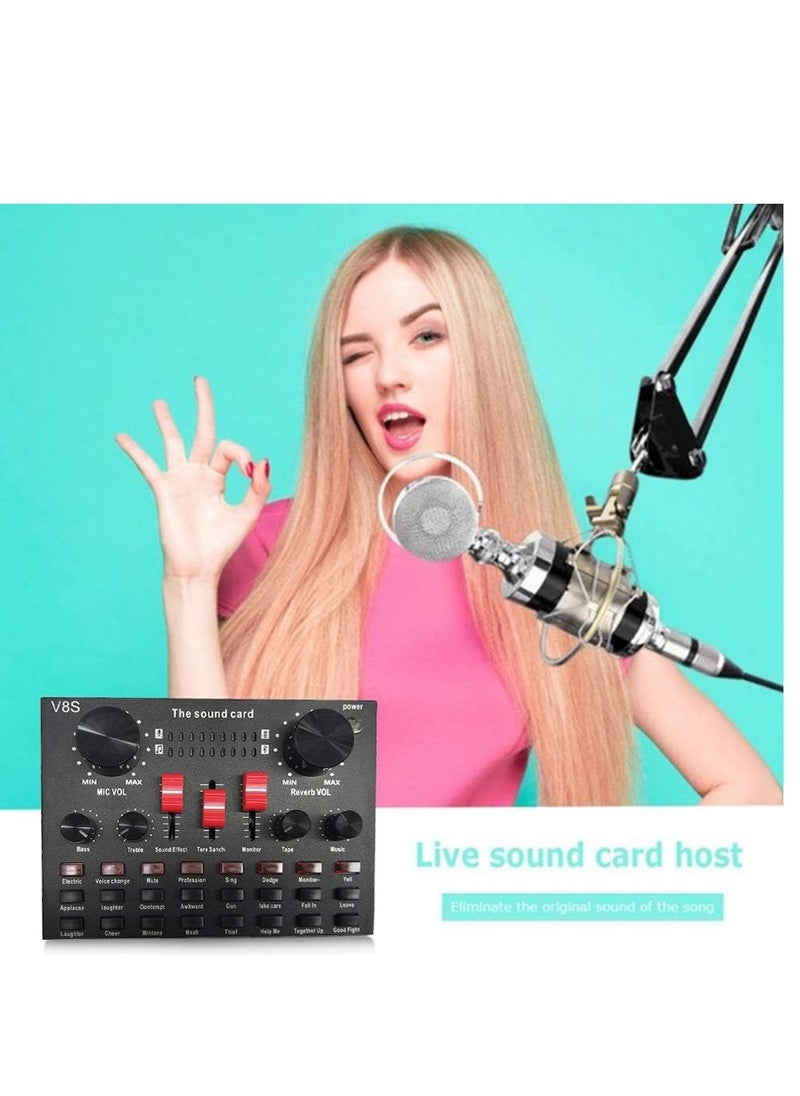 Lixada Multi-functional Live Sound Card BM800 Microphone Set Audio Recording Equipments (Black)