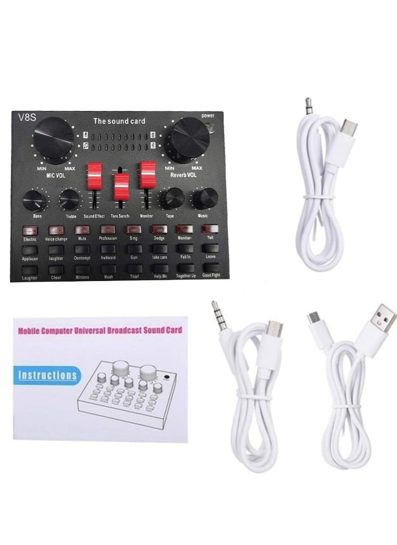 Lixada Multi-functional Live Sound Card BM800 Microphone Set Audio Recording Equipments (Black)